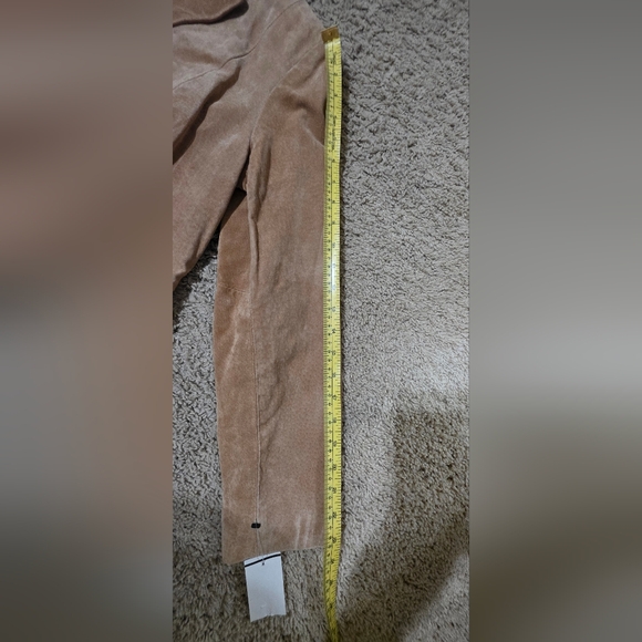 NWT Halston Studio Suede Leather Long Jacket Size S Color Caramel - Picture 10 of 12